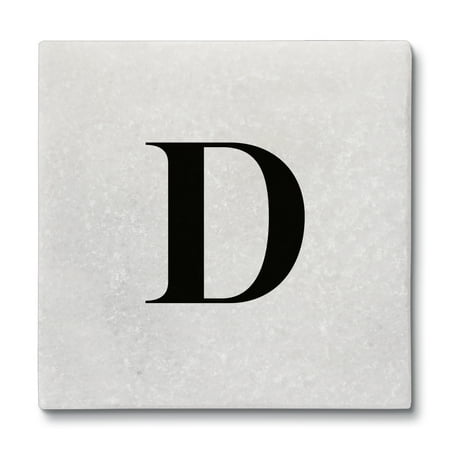 

CounterArt Monogram Letter D 4 Pack Natural Marble Cork Back Stone Coasters 4 Square