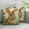 thumbnail image 3 of GOSMITH Happy Easter Bunny Decorative Throw Pillow Covers, Hello Peeps Rabbit Lily Flowers Porch Patio Outdoor Pillowcase, Plaid Check Polka Dot Farmhouse Cushion Case Home Decor, 3 of 5
