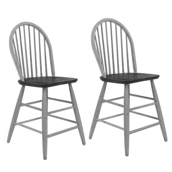 Farmhouse White Windsor Back Counter Chair- Set of 2