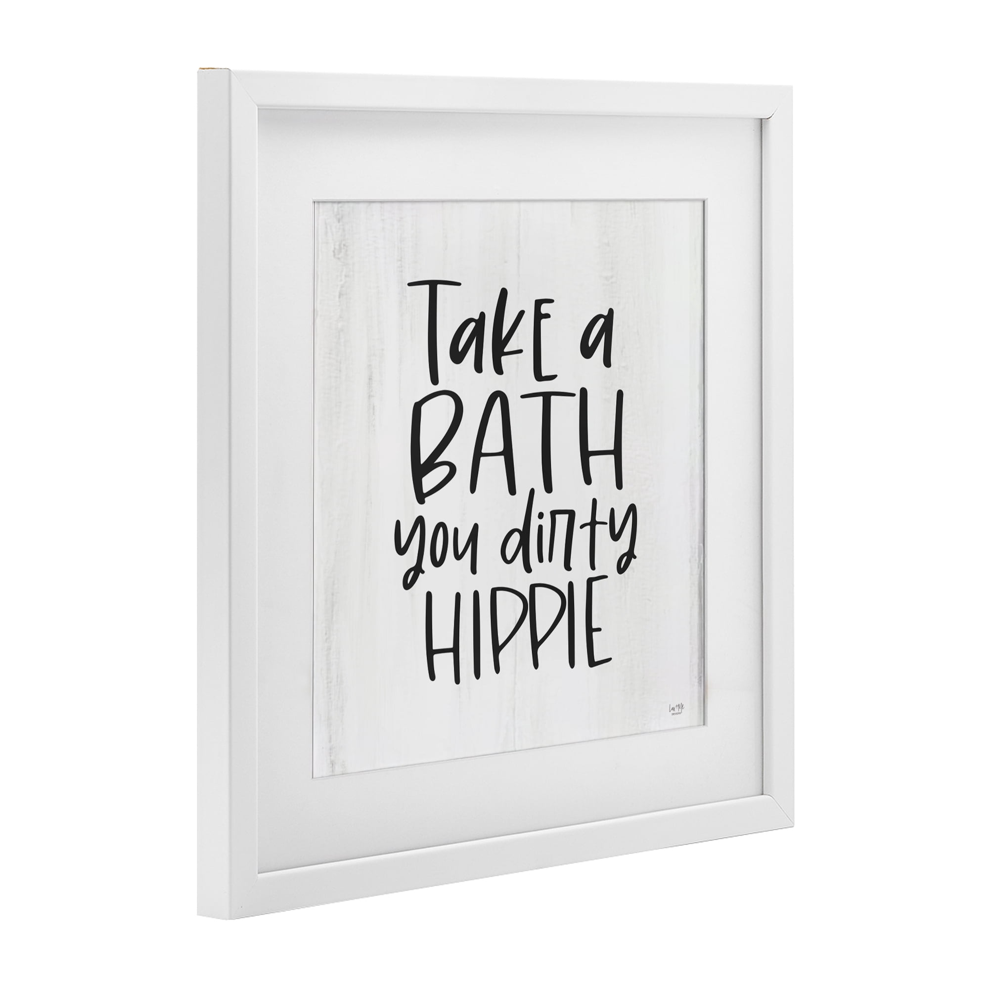 Stupell Industries Take A Bath Dirty Hippie White Framed Print Under Glass, design by Lux + Me Designs