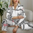 thumbnail image 6 of Pajama Sets for Women 2 Pcs, Bow Tie Owl Button Down Long Sleeve Sleepwear Lounge PJ Sets, 6 of 6