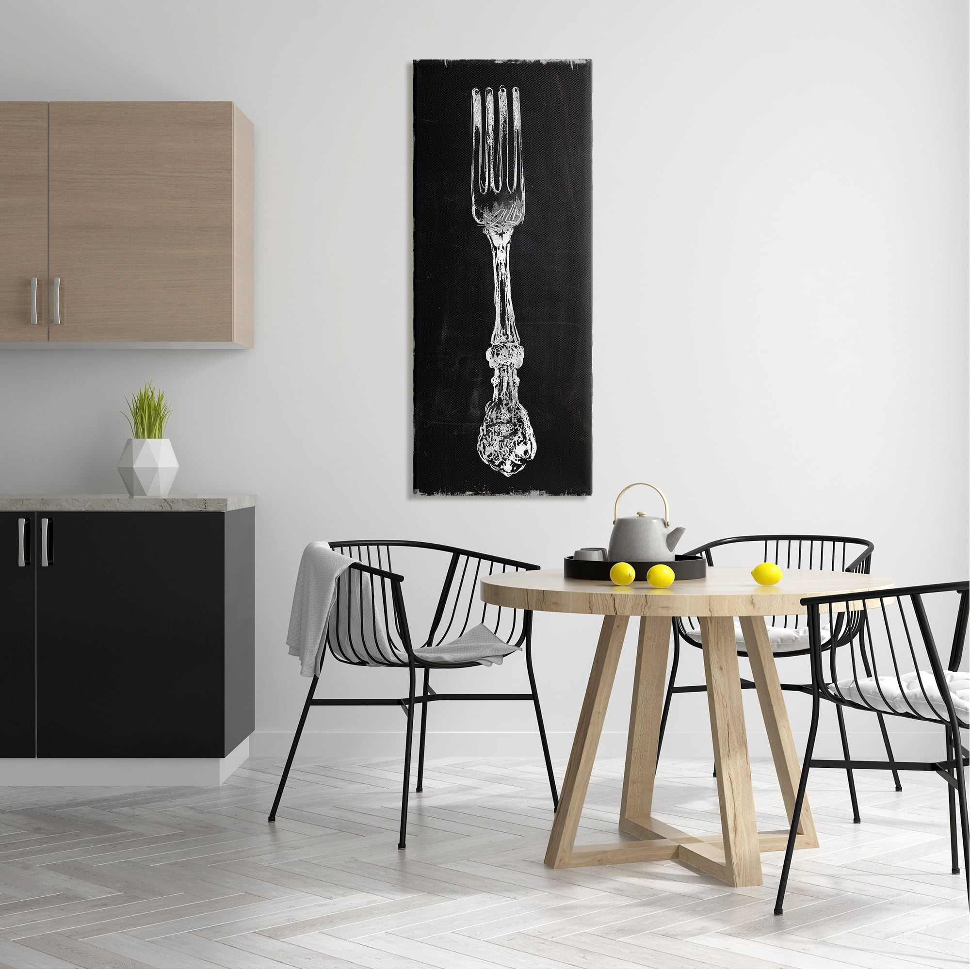 Stupell Industries Vintage Stenciled Fork Kitchen Cutlery Utensil Graphic Art Gallery Wrapped Canvas Print Wall Art, Design by Carol Robinson