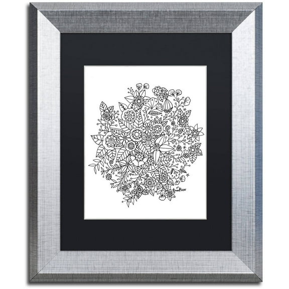 Trademark Fine Art "Sample" Canvas Art by KCDoodleArt Black Matte, Silver Frame