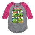 thumbnail image 2 of Teenage Mutant Ninja Turtles - Group Blocks - Girls Shirt Tail Raglan - Size Small, 2 of 2