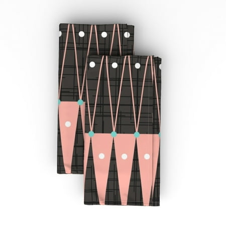 

Cotton Sateen Dinner Napkins (Set of 2) - Pink Midcentury Modern Diamonds Texture Bark Cloth Vintage Crown Atomic Triangles Geometric Arrows Print Cloth Dinner Napkins by Spoonflower