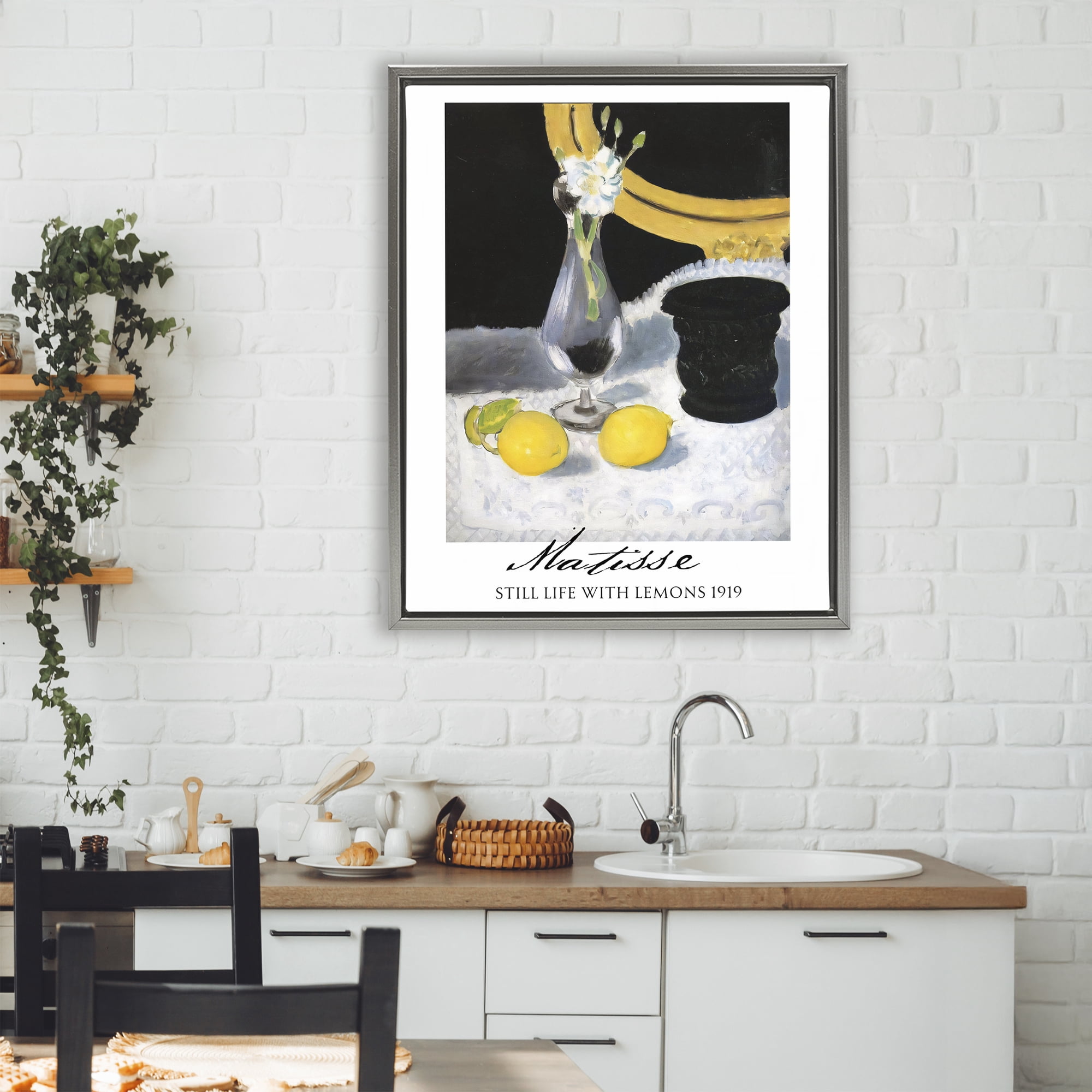 Stupell Industries Matisse Still Life Lemons Gray Framed Floater Canvas Wall Art, design by Vintage Hustle