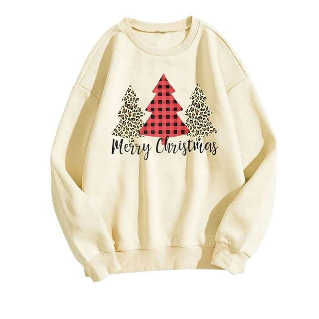 WEAIXIMIUNG Chandails en Molleton Grande Taille pour Femmes 3X Imprimé de Noël Décontracté à Manches Longues Pull Col Rond Sweat à Capuche