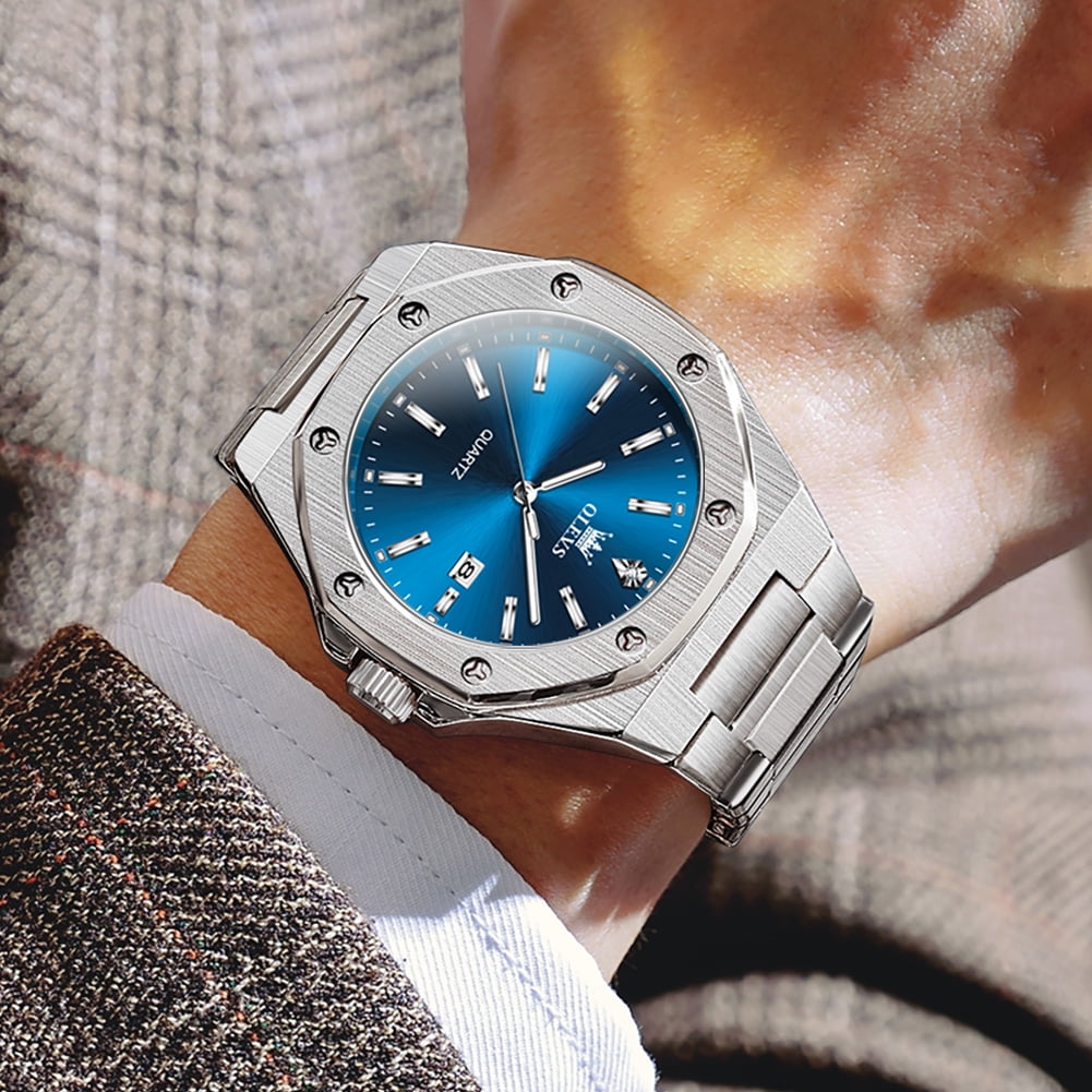 OLEVS Watch for Men Business Dress Diamond Analog Quartz Date Luxury Classic Casual Stainless Steel Waterproof Luminous Mens Wrist Watches Reloj para Hombre