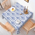 thumbnail image 3 of Vintage Blue And White Floral Square Tablecloth,Waterproof Table Cover For Holiday Party Dining Picnic Outdoor Decor,52x52 Inch, 3 of 6