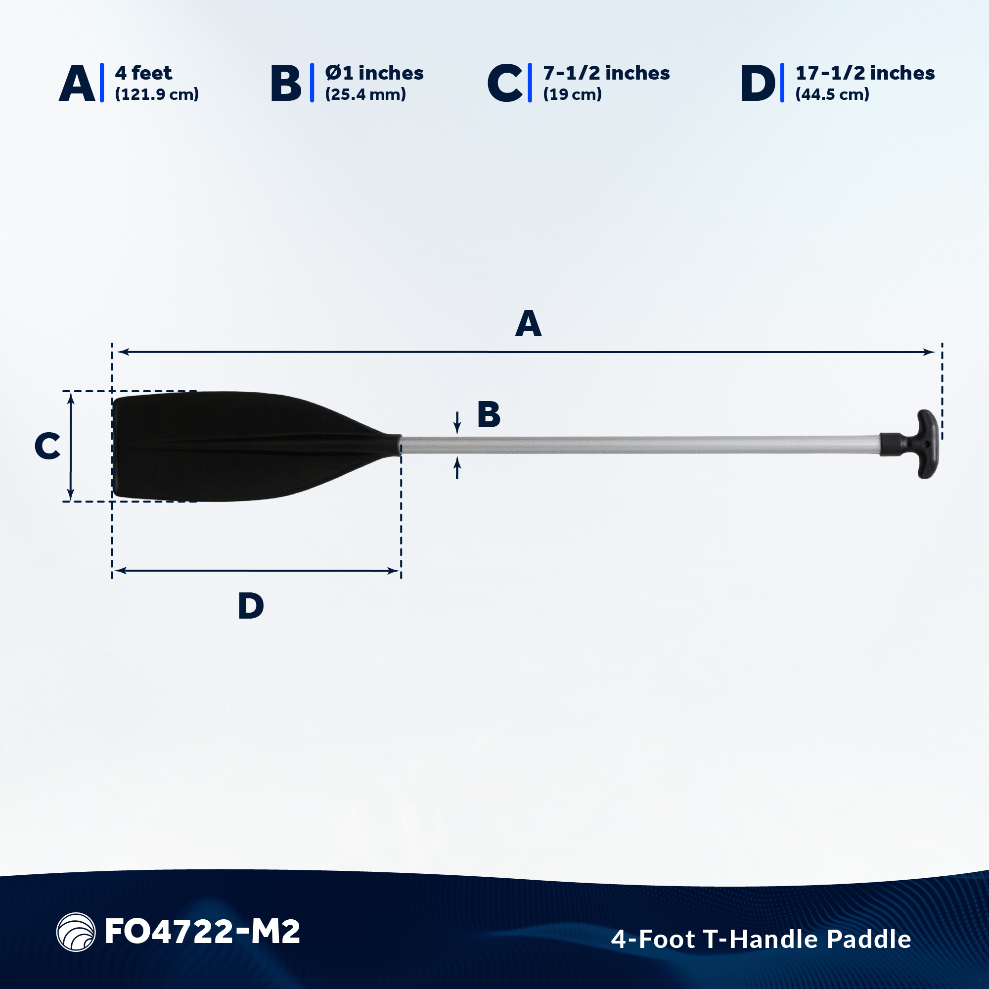 Five Oceans 4-Feet Canoe Paddle - Boat Paddle, 2-Pack T-Handle Oar Paddle for Canoe, Kayak and Small Boats Corrosion-Resistant Floating Boat Paddles Marine-Grade Aluminum Heavy-Duty Shaft - FO4722-M2