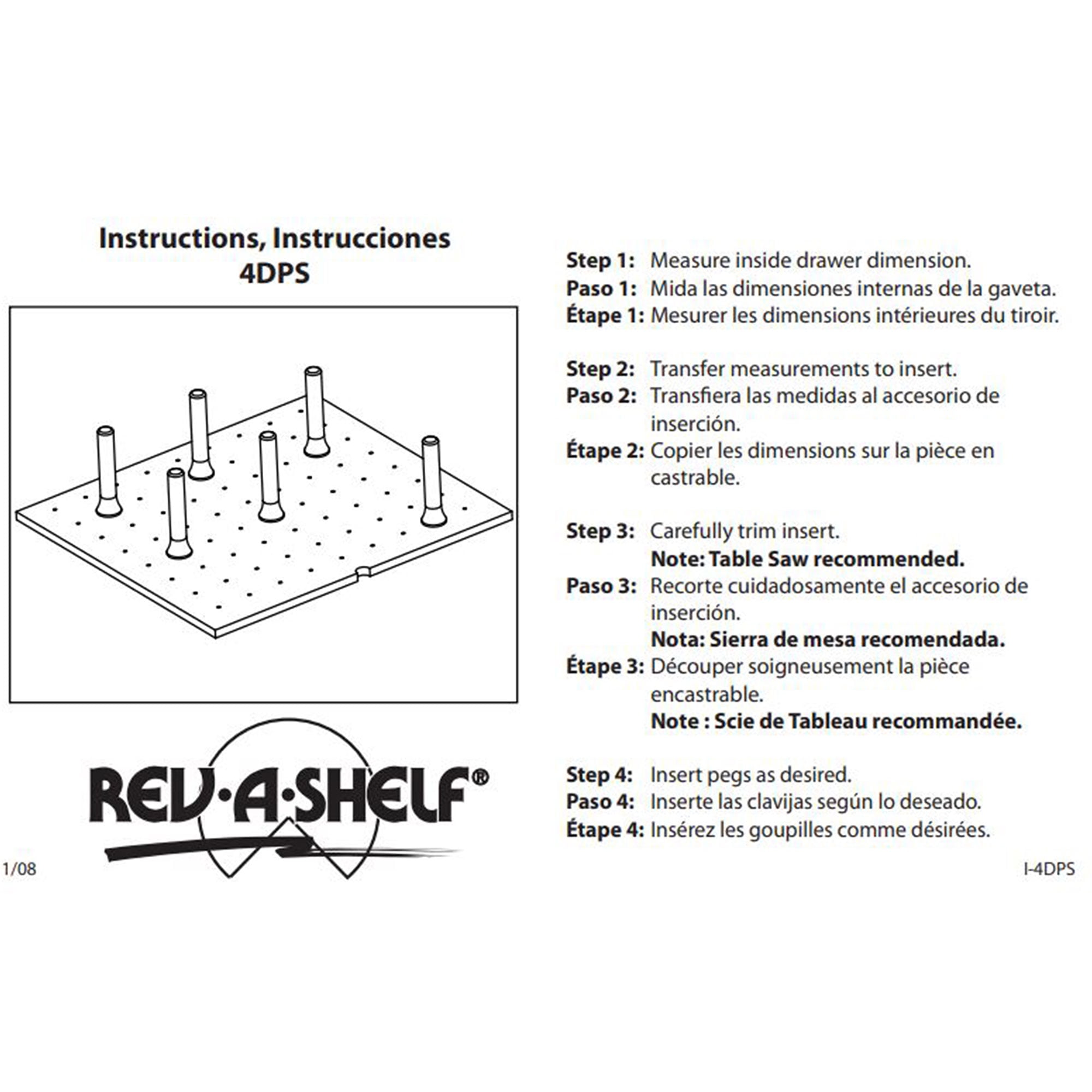 Rev-A-Shelf 4DPS-2421, Small Drawer Peg System-Wood