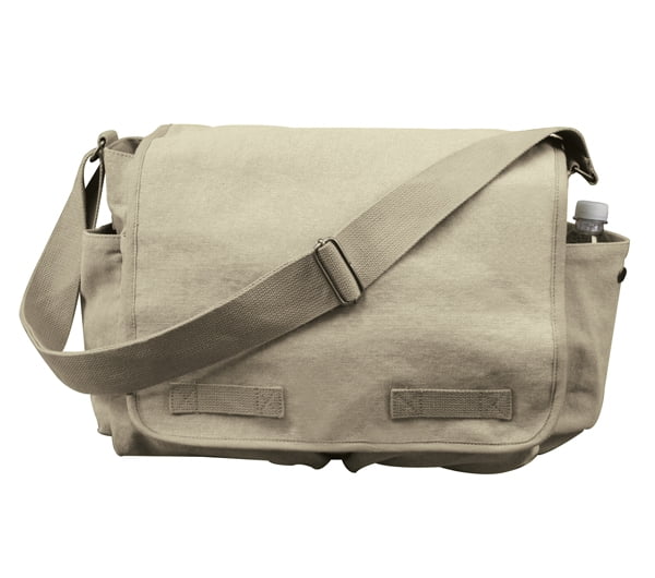 Mens Vintage Canvas Satchel Schule Militär Umhängetasche Messenger Bag Khaki PT