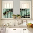thumbnail image 2 of Teal Black Gold Valances Set for Kitchen, Abstract Art Black Green Jade Texture Gold Stripes Home Decor Rod Pocket Window Drapes for Living Room Dining Room Office 52x18 Inch + 27x24 Inch X 2, 2 of 5