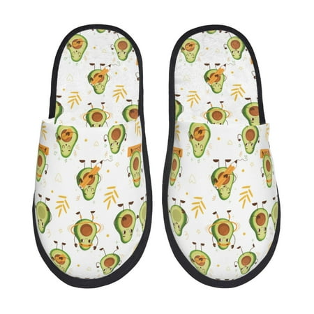 Balery Lovely Avocado Slient Indoor Furry Fleece Comfort House Shoes Soft Non-Slip Home Shoes Cotton slippers House Slippers-- Large