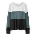 thumbnail image 4 of Aueoeo Plus Size Tops For Women Casual V-Neck Color Block Long-Sleeved Pullover Loose Fits Blouse Winter Spring Flannel Shirt Black 2X-L, 4 of 6