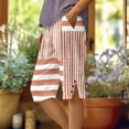 thumbnail image 2 of Cmfcve Women's Capri Knee Length Printed Dressy Casual Elastic Waist Linen Summer Pants with Pockets, 2 of 5