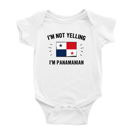 

I m Not Yelling I m Panamanian Cute Baby Bodysuit Romper (White 6-12 Months)