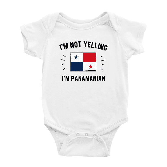 I'm Not Yelling, I'm Panamanian Cute Baby Bodysuit Romper (White, 3-6 Months)