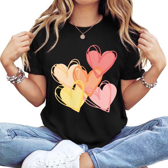 Women's St. Patrick's Day "67" Shamrock & Leprechaun Hat Birthday Graphic T-Shirt, Casual Short Sleeve Black Tee