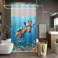 thumbnail image 5 of No Hook Shower Curtains with Snap-in Liner Set, Funny Diving Giraffe Waterproof Hotel Style Bathroom Shower Curtain, Ocean Coastal Coral Fish Marine Life Breathable Mesh Top Bath Curtains 36''x72'', 5 of 9