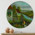 thumbnail image 2 of Designart 'A Cock and Three Chickens In A Meadow With Flowers' Farmhouse Circle Metal Wall Art 23x23 - Disc of 23, 2 of 5