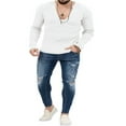 thumbnail image 2 of Pull Col en V Uni pour Hommes avec Manches Longues et Tricot Côtelé, 2 of 5