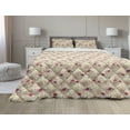 thumbnail image 1 of Ladybug Comforter & Sham Bedding Set, Bug and Daisy Pattern with Thriving Nature of Spring Season Theme, 3 pcs Duvet Set Microfiber Filling Quilt, 5 Sizes, Dark Coral Cream, by Ambesonne, 1 of 4