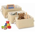 thumbnail image 1 of Cestas de Almacenamiento de Tela para Organizar 3pcs, Cestas Decorativas de Almacenamiento con Asas,Cestas de Tela Organizadoras de Grandes de Plegable para Ropa Juguetes, 36*27*17cm, 1 of 7