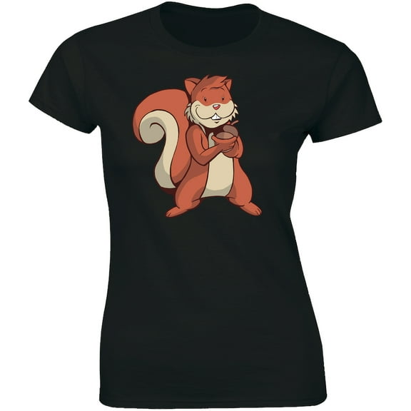 Squirrel Holding Nuts - Backyard Animals Finds A Nut Once In Awhile Women's T-Shirt