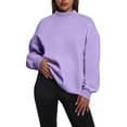 thumbnail image 2 of VJGBEGW Womens Mock Neck Sweatshirt Oversized Pullover Fall Fashion Long Sleeve Tops Purple L, 2 of 9