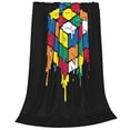 thumbnail image 2 of Manta polar divertida con forma de cubo de Rubik derretido, súper suave y acogedora, ligera, mullida y cómoda, cálida y afelpada para sofá, cama y sofá., 2 of 5