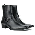 thumbnail image 5 of OSSTONE Dress Boots Chelsea Designer Boots for Men Zipper-up Leather Casual Heel Shoes JY015-Black-7 Black, 5 of 6