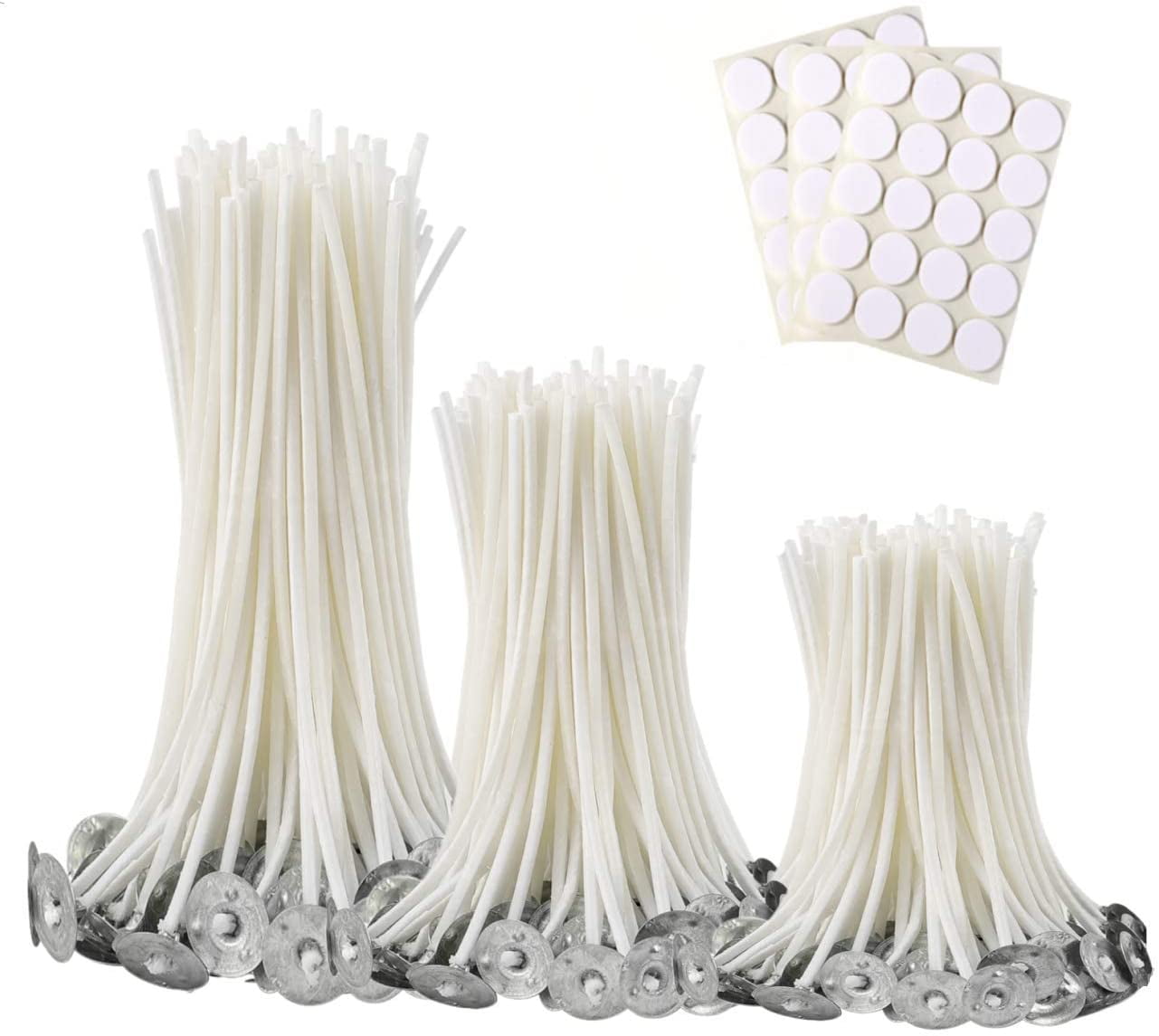 Pack of 100 15 cm Pre Waxed Wicks for Candle Making with Sustainers 