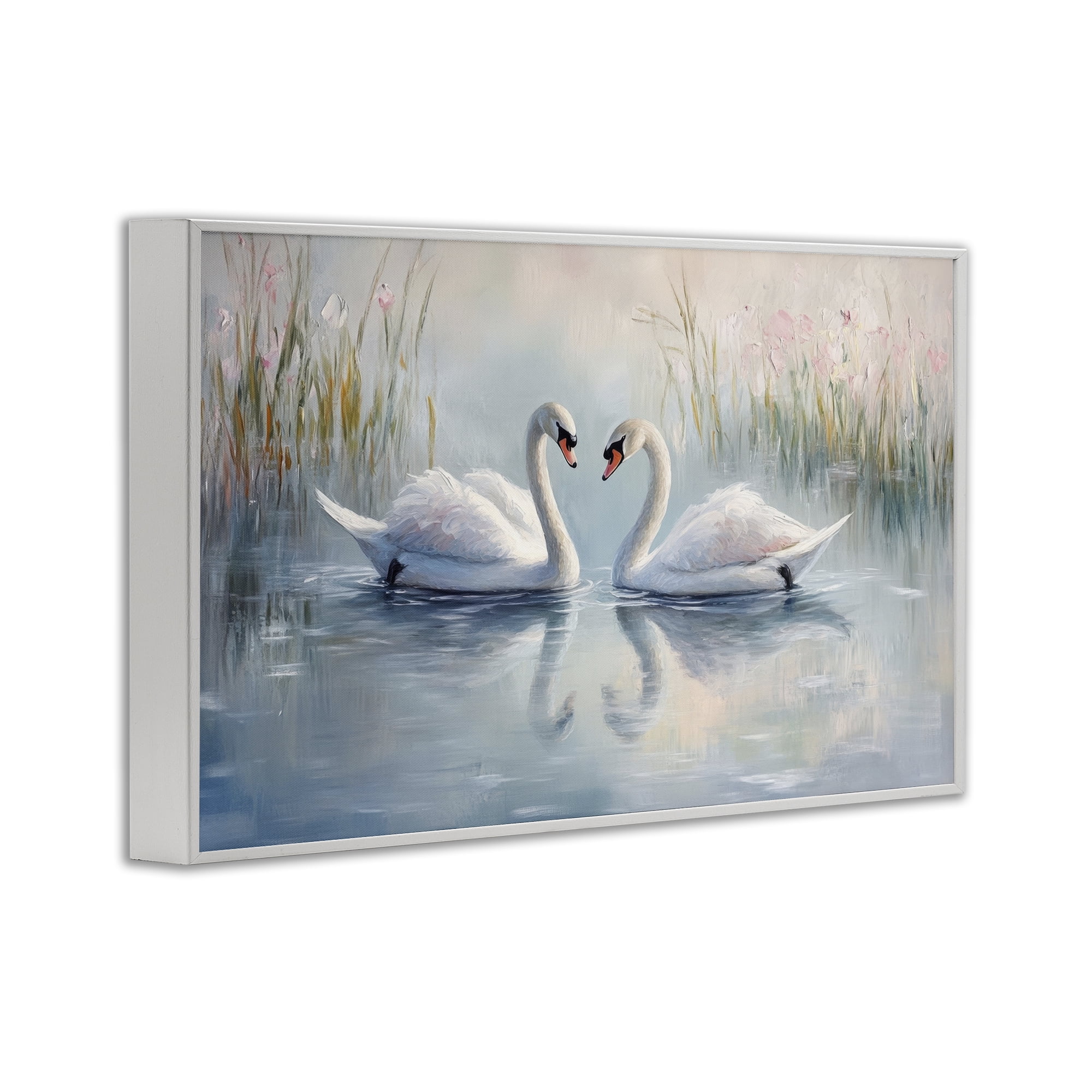 Stupell Industries Simple Swan Reflections White Framed Giclee Art, design by Petal Prints Design