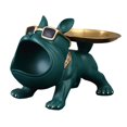 thumbnail image 1 of Plateau de Rangement pour Chien, Statue de Figurine de Chien, Bol de Rangement, Sculpture en Résine Verte, 1 of 9