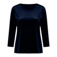 thumbnail image 3 of OGLCCG Velvet Tops for Girls 3/4 Length Sleeve Round Neck Dressy Velour Tops Solid Color Trendy Casual Elegant Holiday Party Tunic Blouses 3-14 Years, 3 of 5
