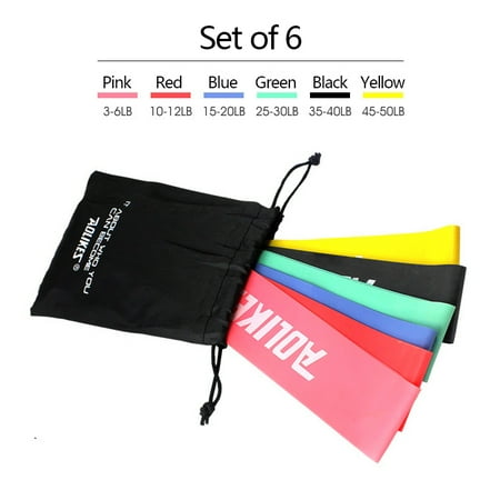 Workout Equipment For Seniors Gonex Exercise Resistance Loop Bands - Set of 6, Workout Bands Fitness Equipment with Carry Bag for Legs Butt Arms Yoga Pilates Physical Therapy ()