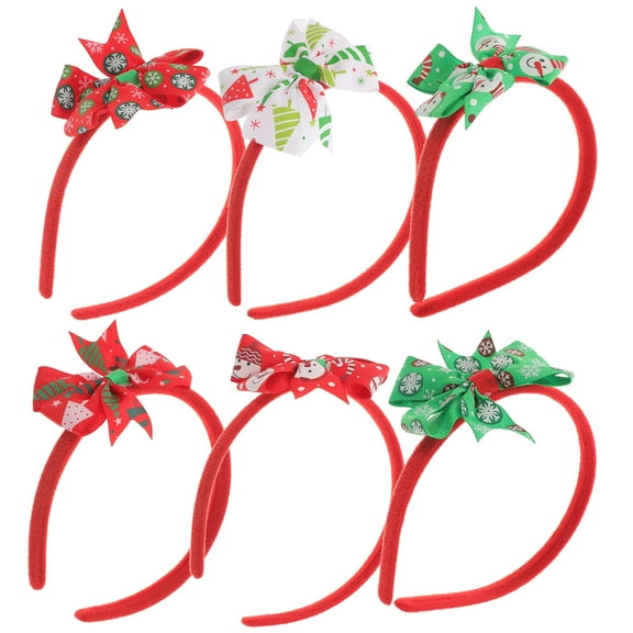 ifundom 6Pcs Cute Bow Headbands Ribbon Hair Accessories for Kids Girls Holiday Party Hair Decoration