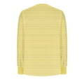 thumbnail image 5 of Miluxas Women's Solid Color Basic Plus Size Stripe Print Tees Long Sleeve Pleated Round Neck Casual Shirts Loose Daily Blouses Yellow XL(XL), 5 of 6