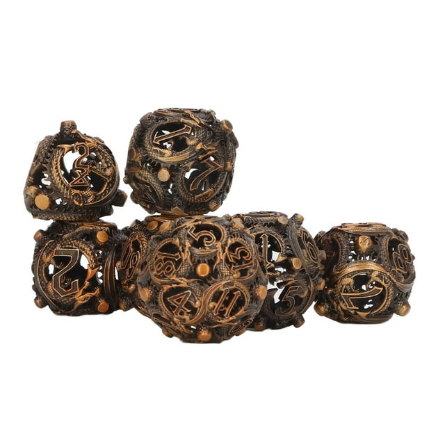 Metal Dice Set Copper 7pcs Hollow Dice Set Portable Balanced Rolling Long Lasting for Board Games for Adults ANGGREK Otros
