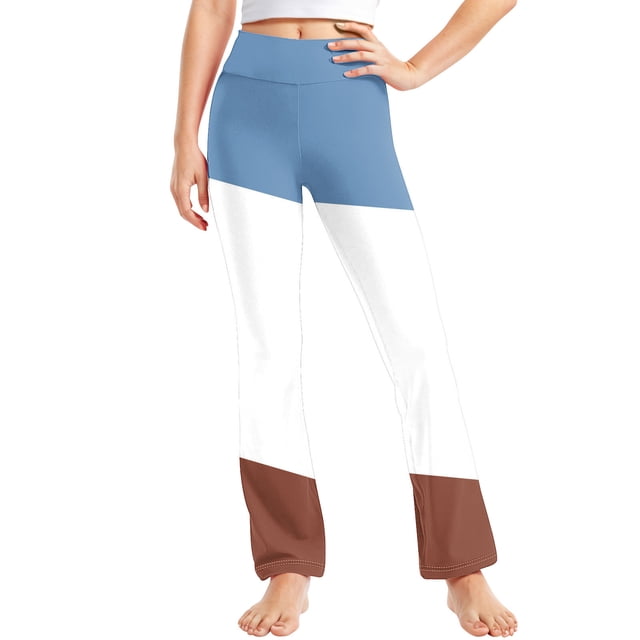 Odeerbi 2-13 Años Niñas Pantalones de Yoga de Pierna Ancha Color Bloque Entrenamiento Baile Pantalones Deportivos Elasticidad Linda Cintura Alta Pantalones de Pierna Recta