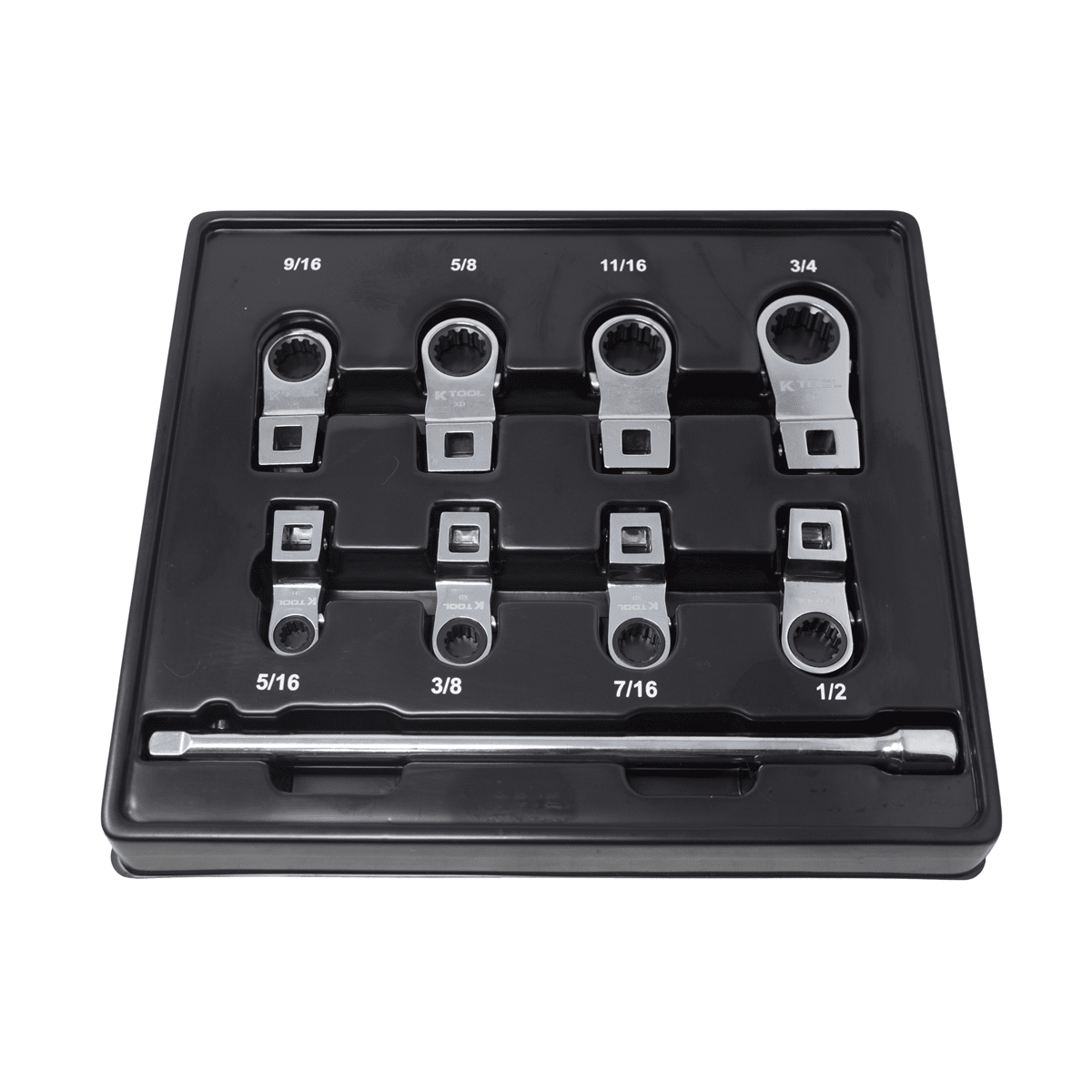 K Tool International XD2CWSS SAE Ratcheting Wrench Set 8 Piece 3/8 Drive