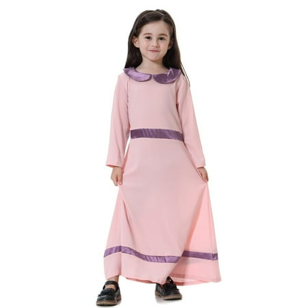 

Toddler Girls Casual Dresses Autumn Winter Color Contrast Long Sleeve Long Dress Streetwear