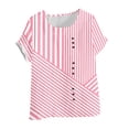 thumbnail image 4 of Camisas de Manga Corta para las Mujeres Moda Casual de Manga Corta Cuello Redondo Cómodo Botón de Blusa de Lino Regular Top de Verano de Manga Corta para las Mujeres, 4 of 5