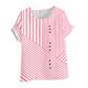 thumbnail image 4 of Camisas de Manga Corta para las Mujeres Moda Casual de Manga Corta Cuello Redondo Cómodo Botón de Blusa de Lino Regular Top de Verano de Manga Corta para las Mujeres, 4 of 5