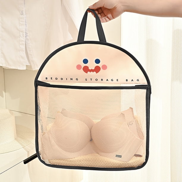 Bolsa organizadora de malla para colgar ropa, que se cuelga en la parte trasera de una puerta o en la pared.