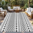thumbnail image 2 of Boho Geometric Outdoor Rug for Patio/Deck/Porch, Non-Slip Large Area Rug 5 x 7 Ft, Modern Abstract Art Plaid Striped Indoor Outdoor Rugs Washable Area Rugs, Reversible Camping Rug Carpet Runner, 2 of 8