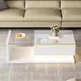 thumbnail image 4 of 39.4 inch Long Coffee Table, High-Gloss White. Side Tables, Coffee Tables with Glass and LED Effect, 4 of 54