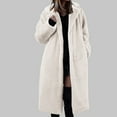 thumbnail image 2 of Trench Coat Women Winter Coats for Women Womens Winter Warm Lapel Fuzzy Coat Jacket Overcoat Spliced Mid Length Coat Suit Collar, 2 of 4