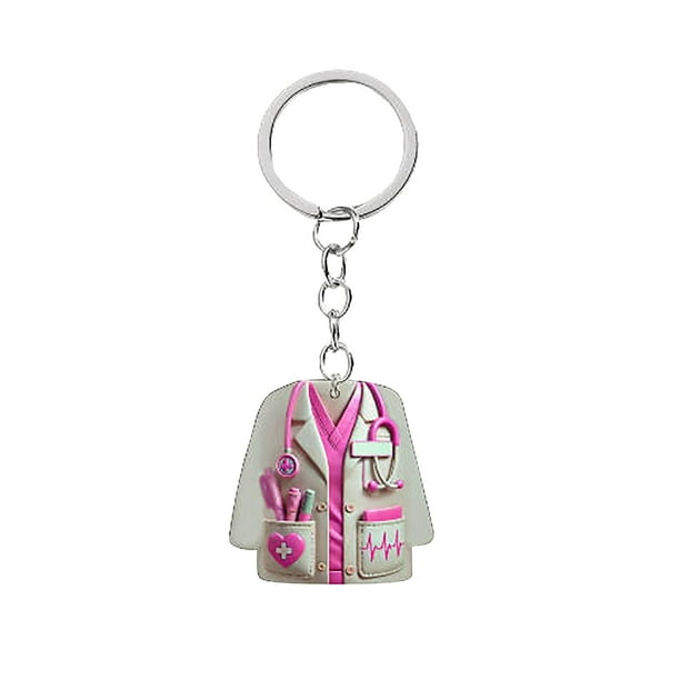 Colgante de coche con uniforme de enfermera plano 2D, decoración para árbol de Navidad, llavero plano de acrílico, colgante de joyería